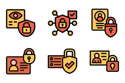 Minimal Privacy Silhouette Icon Set vector