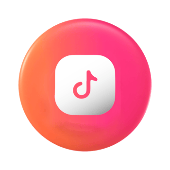 Tiktok logo on a pink and orange button png