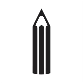 A black and white pencil icon on a white background vector