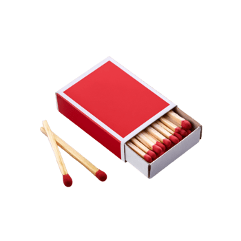 Matchbox with two stick on transparent background png