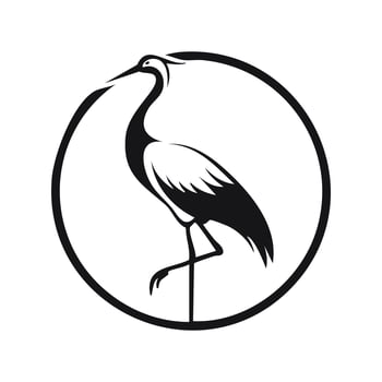 Black and white logo One-legged crane vector