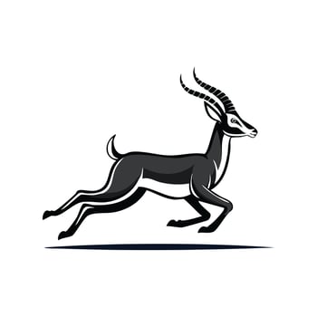 Black and white logo Running gazelle vector