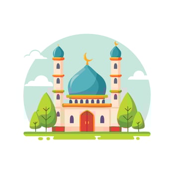 Cute cartoon mosque vector