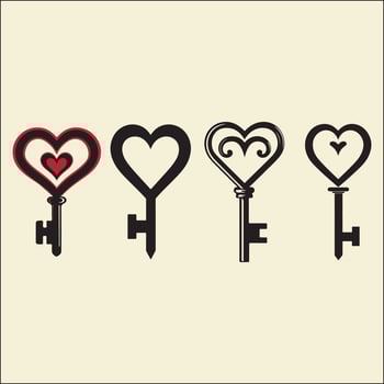 Key Heart Silhouette, Love Symbol vector