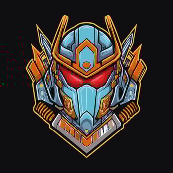 Mecha warrior with battle armor vector