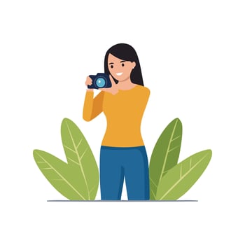 Female Photographer With Camera vector