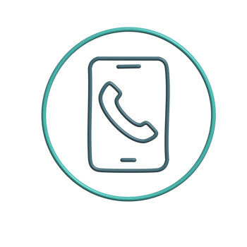 3D Outline Phone Call Icon with Smartphone and Circular Frame png