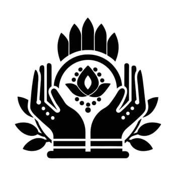 Ornate Hand Design with Floral Mandala Border vector