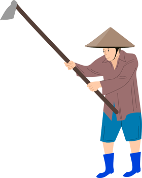 A farmer is hoeing clipart png
