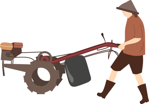 A farmer is plowing a field with a tractor clipart png