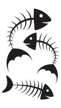 Fishbones Fishbone Skeleton Silhouettes Illustration vector