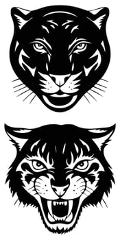 Set of Black Panther Head Designs Panther Portrait Mascot vector