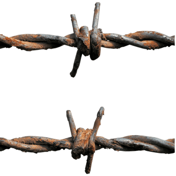 Rustic barbed wire against a Transparent background showcasing its weathered texture and design elements from nature, Rustic Barbed Wire on png