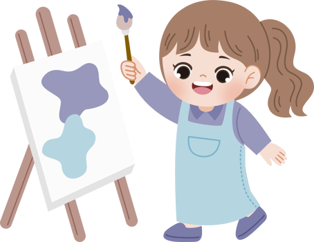 cute girl painting on an easel png