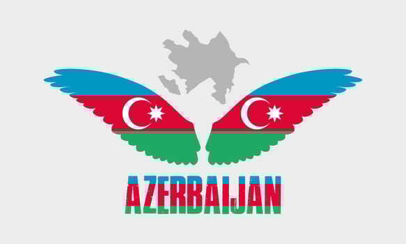 Azerbaijan Map and Azerbaijan Flag. vector