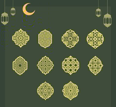 Set of Islamic Shape Illustration with pattern design vector