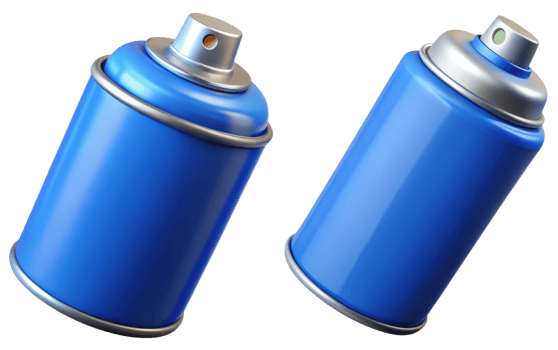 Two blue spray paint cans 3d render isolated on transparent png