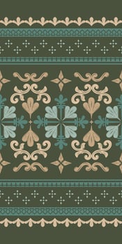 making it perfect for high-end upholstery, drapery or fashion applications. Luxury Rich Border with Leaves and Florals Pattern. Seamless Stripe decoration Scroll Ornament. Detailed Exquisitely vector