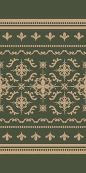 Noble Opulence Gold Weaves Embroidery on Green Khaki Background Silk Pattern Seamless Border opulent shade of green, evoking a sense of luxury and timeless elegance for decoration apparel cushion lace vector