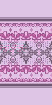Traditional Ornate Scroll Purple Embroidery Deep on Light Violet Background Pattern. Rich Seamless Exquisitely Detailed Border. Florals Buds Lily Luxury Ornament for All decoration, Fabric Silk vector