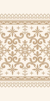 Luxury Ornate Scroll Golden Silk Brocade on Light Beige Background Patter Lace Detailed And Rich Border Seamless for Delicate and Wealth Decoration. Classy Gold Stripe Stars and Florals with Nature vector