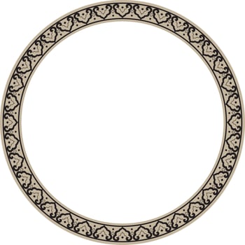 gold and black round Chinese ornament. Frame, border, circle, ring of Asian peoples of the East vector