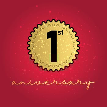 1 year anniversary icon. 1st birthday emblem. Anniversary design element. vector