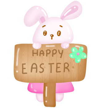Little bunny holding a Happy Easter sign png