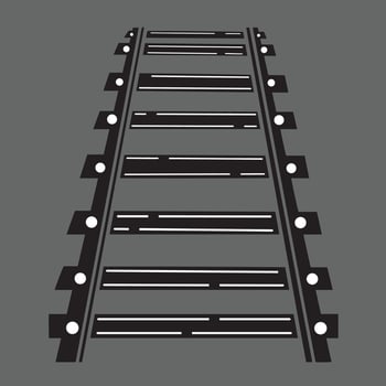 flat style straight track railroad icon vector