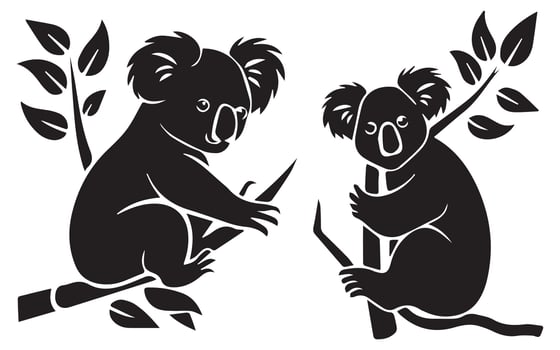 Koala Silhouette Set Illustration vector