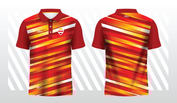 red and yellow polo sport shirt sublimation jersey mock up template vector