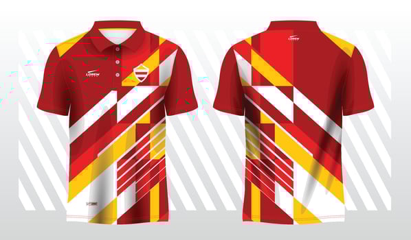 abstract red and yellow polo sport shirt sublimation jersey template vector