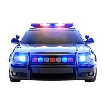 Front View of a Police Car with Sirens On png
