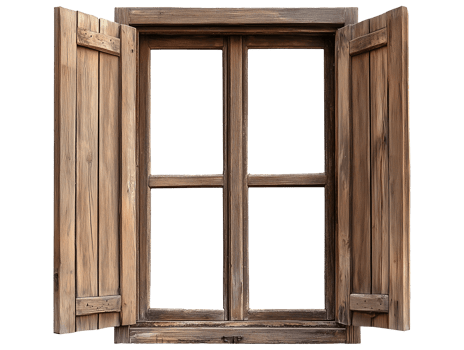 Old brown wooden window png