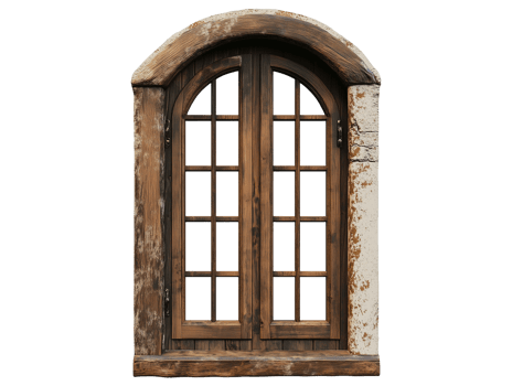 Old window in the wall of the house png