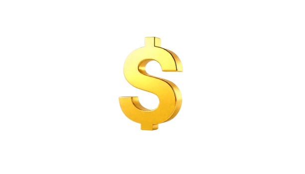 Golden Dollar Sign Symbol 3D Render Illustration Wealth Finance Success Business png