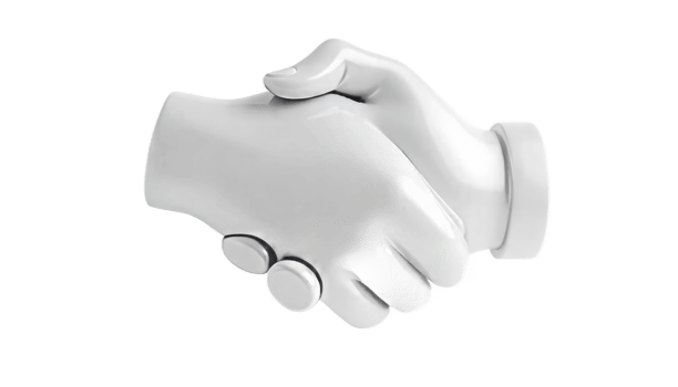 Abstract 3D Render of Two Hands in a Firm Handshake Representing Partnership and Collaboration png
