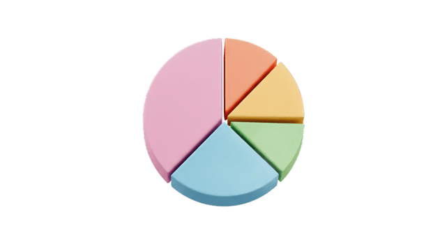 Pastel Colored Pie Chart Data Visualization 3D Graphic Design Illustration png