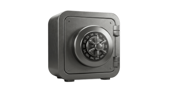 A Sturdy Metal SafeBox with Combination Lock. Security and Protection png