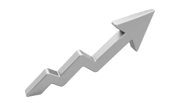 Upward Trending Arrow 3D Model. Growth Progress Success Symbol Illustration png