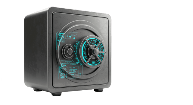 Futuristic Digital Safe Box. Advanced Security and Data Protection System png