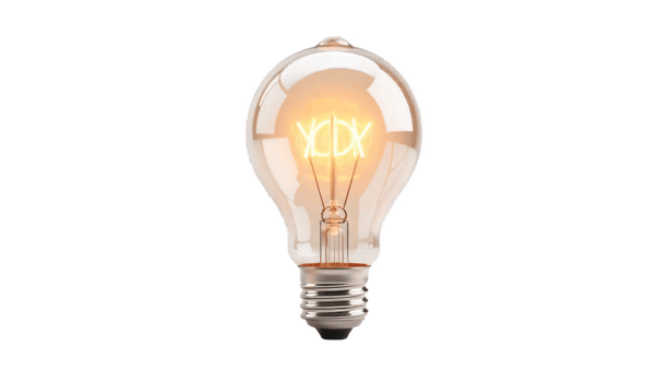 Illuminating Ideas Glowing Light Bulb with XDX Inscribed A Symbol of Innovation and Brilliance png