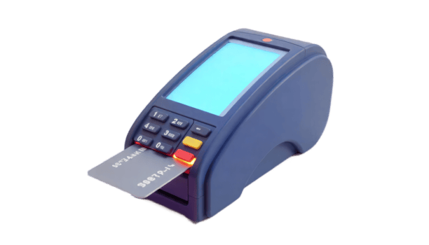 Modern Payment Technology. Credit Card Processing with a Sleek Point of Sale Device png