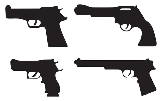 Handgun Silhouettes Illustration Set vector