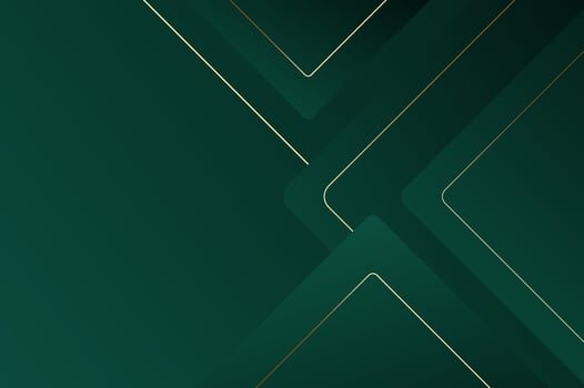 luxury Green Rounded rectangle shape background with gold line. Abstract geometry background with modern and elegant concept. vector