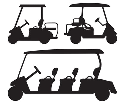 Golf Cart Silhouettes Illustration Set vector