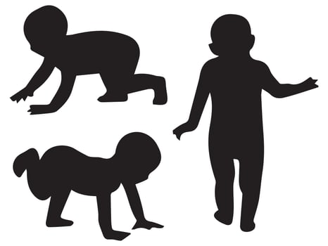 Baby Silhouettes Illustration Set vector