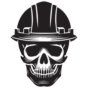 Skull with Hard Hat Silhouette for Construction and Safety designs vector
