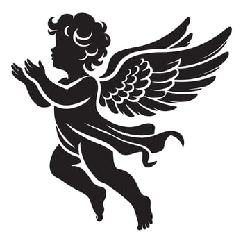 Cherub Angel Silhouette Illustration Graceful Divine Child Design vector