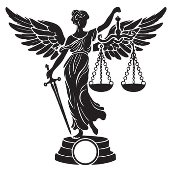 Lady Justice Silhouette Statue For Legal Service Promotion vector